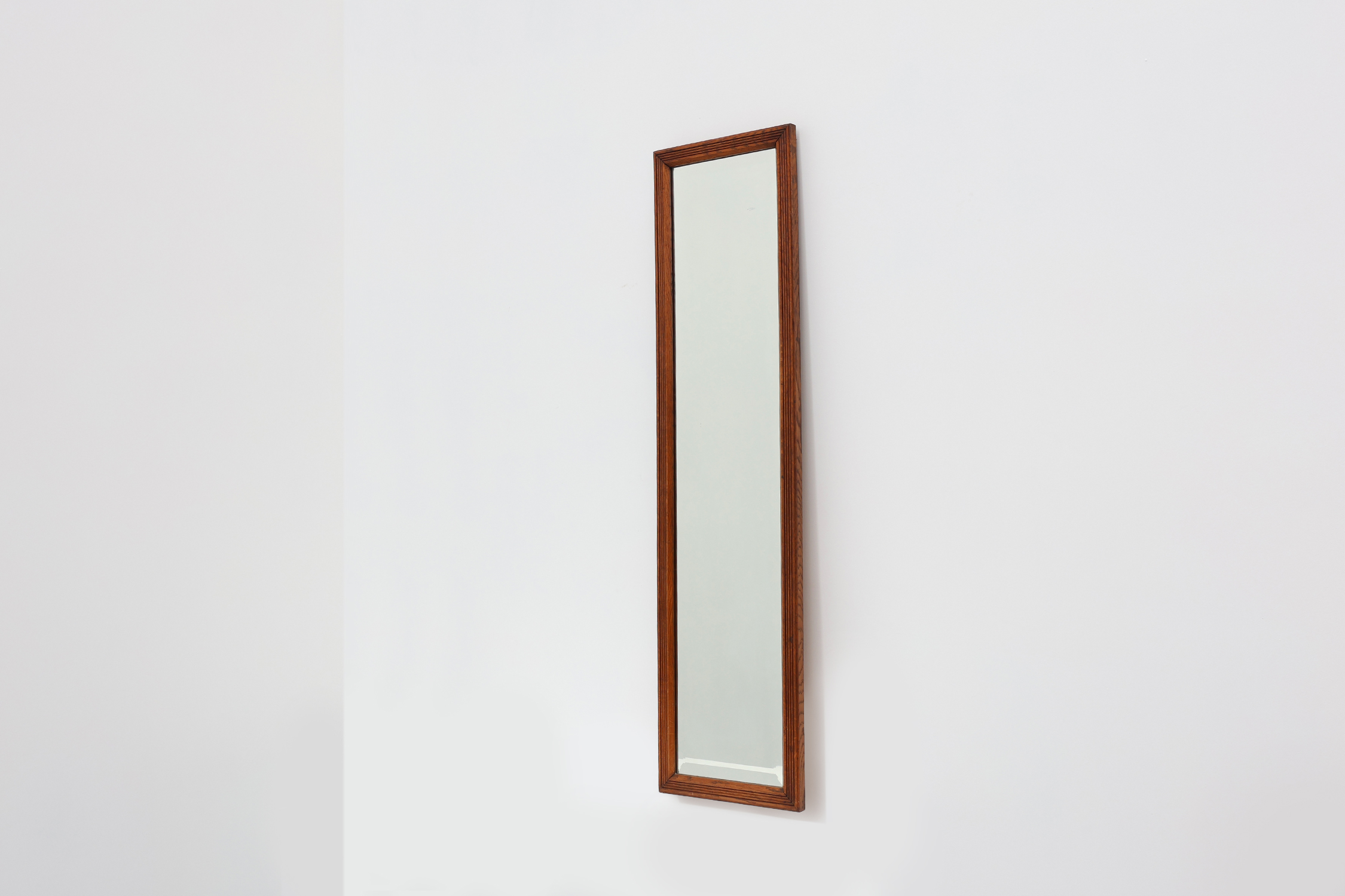 French Art Deco mirror with carved oak wooden frame, ca. 1930thumbnail